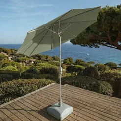 Ombrellone rotondo in alluminio (D3,3 m) Elyra Metallizzato brillante e Verde oliva