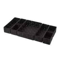 Organizzatore per cassetto bagno 7 cesti intrecciati Oro Nero
