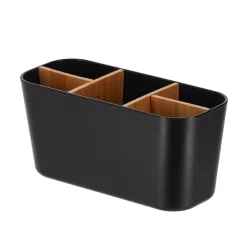 Organizzatore per il bagno con 5 scomparti in bambù Naturo Nero