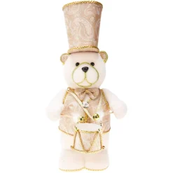 Orso di Natale decorativo (H39 cm) Maestoso musicista Oro