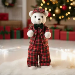 Orso di Natale (H52 cm) Teddy a quadri tartan Rosso