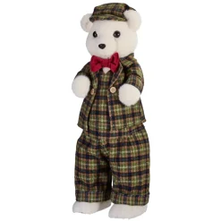 Orso di Natale (H52cm) Teddy a quadri tartan Verde