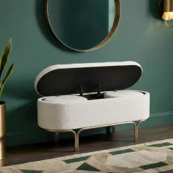 Clearance Panca contenitore e 2 pouf (L116 cm) Ivanhoe Pouf, Sgabelli, Bar|Pouf, Sgabelli