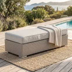 Online Panca in resina intrecciata 2 posti Palma Grigio Tavolini Da Giardino, Divani