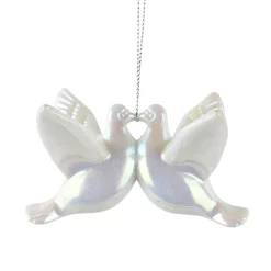 Pendente di Natale (H6 cm) Uccello delle nevi Bianco perlato