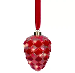 Pendente luminoso a pile 15 LED (D15 cm) Pigna di Venezia Rosso