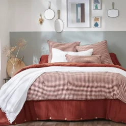 Best Piumino garza di cotone (90 x 200 cm) Gaïa vichy Terracotta Copriletti, Trapuntine E Runner Letto