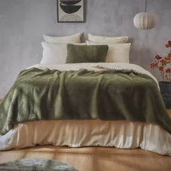 Best Piumino in finta pelliccia Finn Verde kaki Copriletti, Trapuntine E Runner Letto