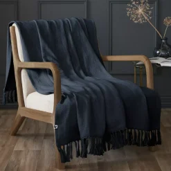 Plaid cotone (130 x 160 cm) Sixtine Blu notte