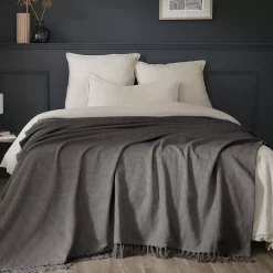 Online Plaid cotone Sixtine Grigio ardesia Plaid E Teli Copritutto|Copriletti, Trapuntine E Runner Letto