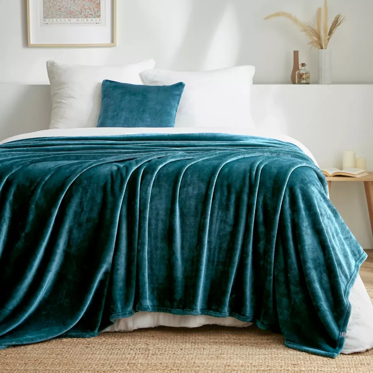 Outlet Plaid dolce in flanella Didou Blu anatra Plaid E Teli Copritutto