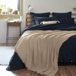 New Plaid garza di cotone Gaïa Beige pampa Plaid E Teli Copritutto