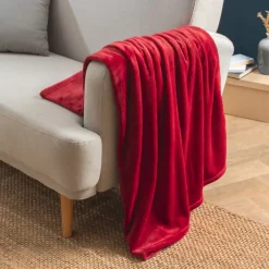 Discount Plaid morbida di flanella (130 x 180 cm) Didou Rossa Plaid E Teli Copritutto