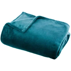 Discount Plaid morbida in flanella (180 x 230 cm) Didou Blu petrolio Plaid E Teli Copritutto