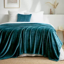 Discount Plaid morbida in flanella (180 x 230 cm) Didou Blu petrolio Plaid E Teli Copritutto