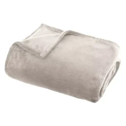 Outlet Plaid morbido in flanella (180 x 230 cm) Didou greige Plaid E Teli Copritutto