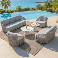 Discount Poltrona da giardino effetto rattan e alluminio Riviera Poltrona Relax|Tavolini Da Giardino, Divani