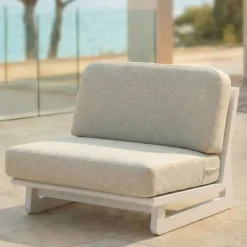 Clearance Poltrona da giardino in alluminio Long Beach Bianco cenere e beige Poltrona Relax|Tavolini Da Giardino, Divani
