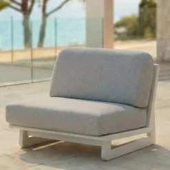 Hot Poltrona da giardino in alluminio Long Beach Bianco cenere e grigio chiaro Poltrona Relax|Tavolini Da Giardino, Divani