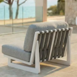Discount Poltrona da giardino in alluminio Long Beach Bianco cenere e tortora Poltrona Relax|Tavolini Da Giardino, Divani