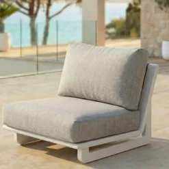 Discount Poltrona da giardino in alluminio Long Beach Bianco cenere e tortora Poltrona Relax|Tavolini Da Giardino, Divani