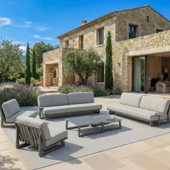 Poltrona da giardino in alluminio Long Beach Antracite e grigio chiaro Poltrona Relax|Tavolini Da Giardino, Divani