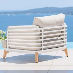 Clearance Poltrona da giardino in alluminio Monte Carlo Bianco e tortora Poltrona Relax|Tavolini Da Giardino, Divani