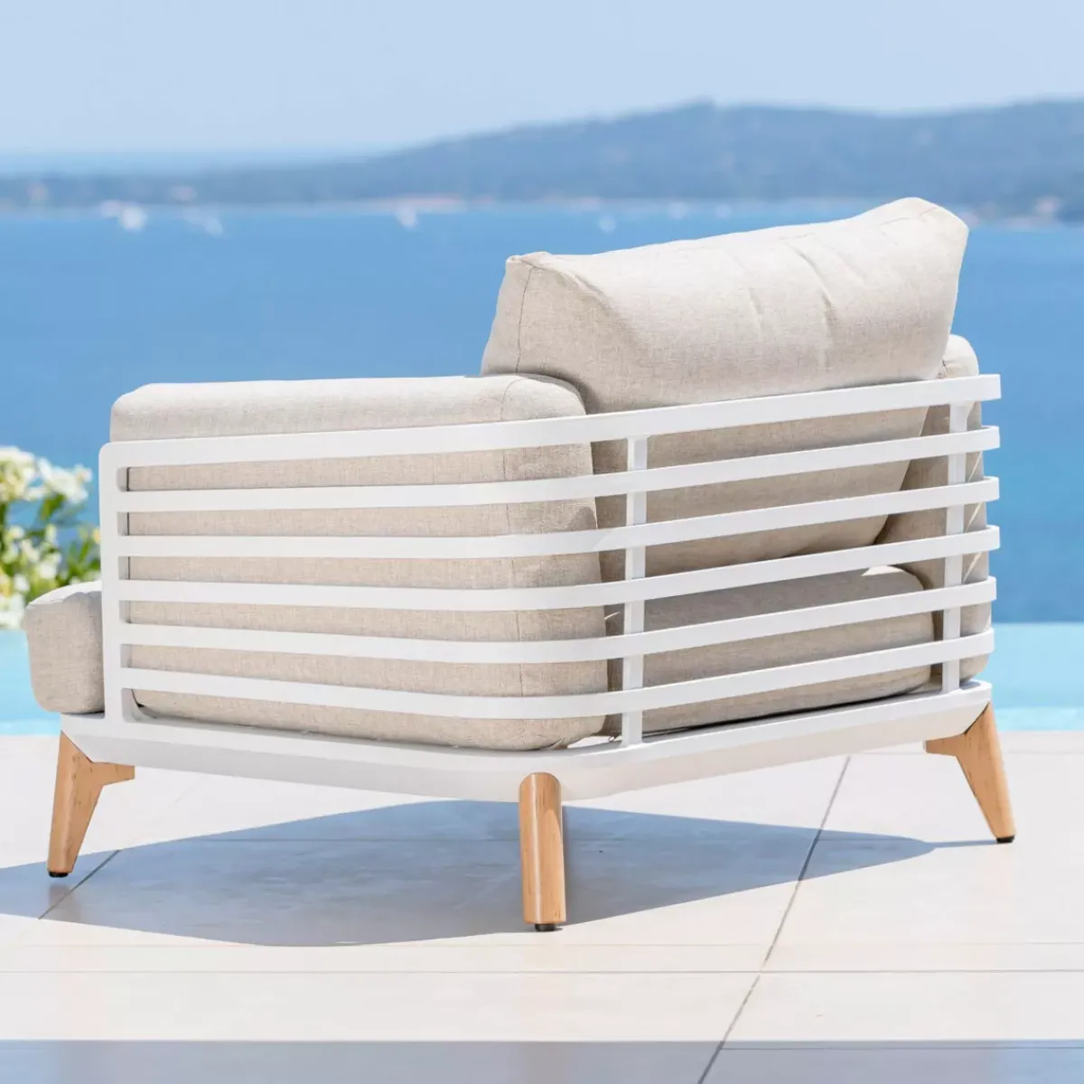 Clearance Poltrona da giardino in alluminio Monte Carlo Bianco e tortora Poltrona Relax|Tavolini Da Giardino, Divani