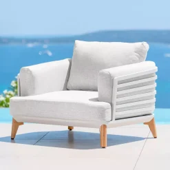 Poltrona da giardino in alluminio Monte Carlo Bianco e grigio chiaro Poltrona Relax|Tavolini Da Giardino, Divani