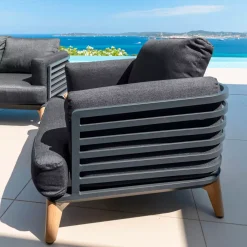 Poltrona da giardino in alluminio Monte Carlo Grigio Poltrona Relax|Tavolini Da Giardino, Divani