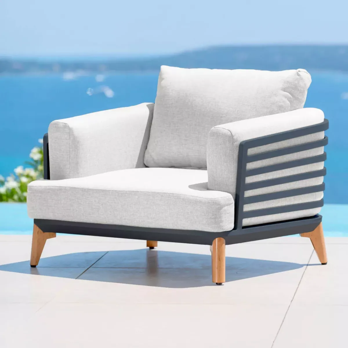 Online Poltrona da giardino in alluminio Monte Carlo Grigio antracite e grigio chiaro Poltrona Relax|Tavolini Da Giardino, Divani