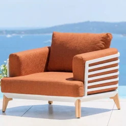 Poltrona da giardino in alluminio Monte Carlo Bianco e terracotta Poltrona Relax|Tavolini Da Giardino, Divani