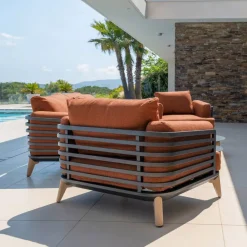 Discount Poltrona da giardino in alluminio Monte Carlo Grigio antracite e terracotta Poltrona Relax|Tavolini Da Giardino, Divani