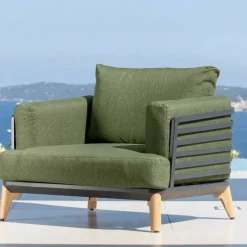 Clearance Poltrona da giardino in alluminio Monte Carlo Grigio antracite e verde rosmarino Poltrona Relax|Tavolini Da Giardino, Divani