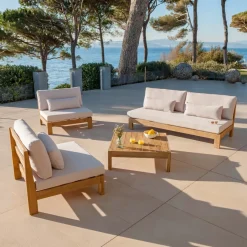 Clearance Poltrona da giardino in legno di acacia Borneo Poltrona Relax|Tavolini Da Giardino, Divani