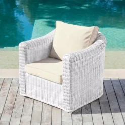 New Poltrona da giardino in resina intrecciata Calvi Bianco e tortora Poltrona Relax|Tavolini Da Giardino, Divani