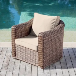 Poltrona da giardino in resina intrecciata Calvi Seppia e tortora Poltrona Relax|Tavolini Da Giardino, Divani
