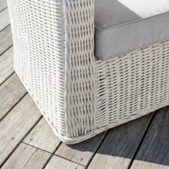 Discount Poltrona da giardino in resina intrecciata Calvi Bianco e grigio chiaro Poltrona Relax|Tavolini Da Giardino, Divani