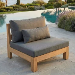 Poltrona da giardino legno di acacia Borneo Grigio Poltrona Relax|Tavolini Da Giardino, Divani