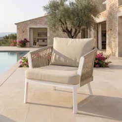 Best Poltrona da giardino rilassante in alluminio Amalfi Bianco e beige Poltrona Relax|Tavolini Da Giardino, Divani