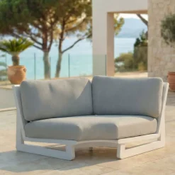 New Poltrona d'angolo da giardino in alluminio Long Beach Bianco cenere e tortora Tavolini Da Giardino, Divani