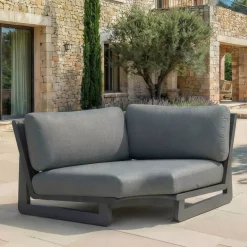 Clearance Poltrona d'angolo da giardino in alluminio Long Beach Grigio Tavolini Da Giardino, Divani