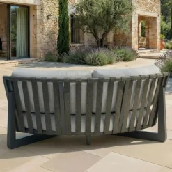 Discount Poltrona d'angolo da giardino in alluminio Long Beach Grigio antracite e grigio chiaro Tavolini Da Giardino, Divani