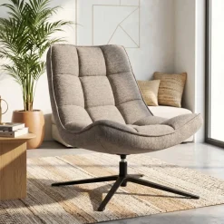 Poltrona girevole in tessuto (seduta 43 cm) Oxxo Beige Sabbia