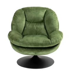 Poltrona girevole in velluto (seduta 46 cm) Lomy Verde