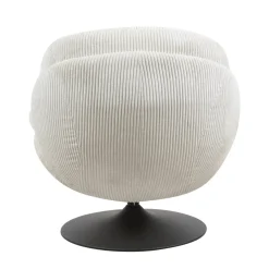 Poltrona girevole in velluto a coste (seduta 46 cm) Lomy Bianco