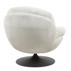 Poltrona girevole in velluto a coste (seduta 46 cm) Lomy Bianco