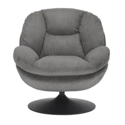 Poltrona girevole in velluto a coste (seduta 46 cm) Lomy Grigio