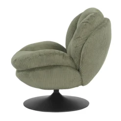 Poltrona girevole in velluto a coste (seduta 46 cm) Lomy Verde