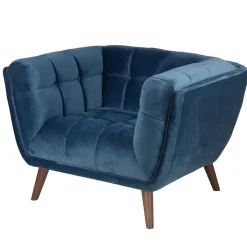 Poltrona in velluto (seduta 45 cm) Rory Blu scuro
